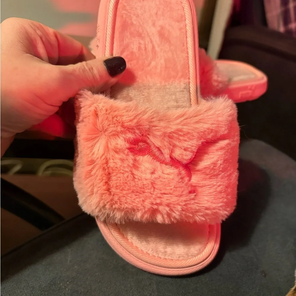 Puma Soft Pink Fuzzy Slides